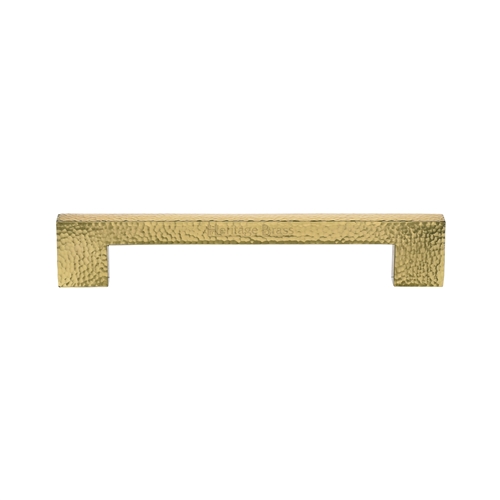 Metro Hammered Door Pull Handle in Polished Brass