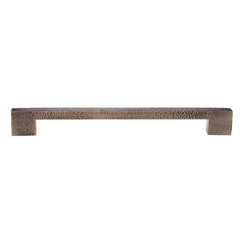Metro Hammered Door Pull Handle in Antique Brass