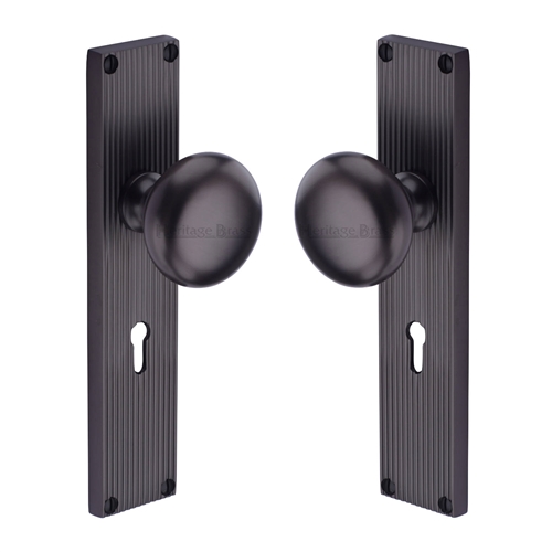 Victoria Reeded Mortice Knob on Plate