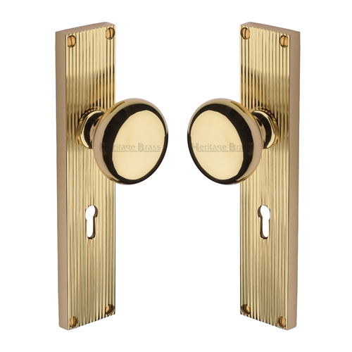 Victoria Reeded Mortice Knob on Plate