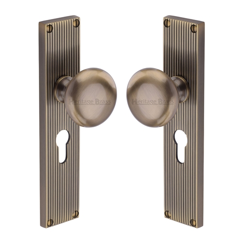 Victoria Reeded Mortice Knob on Plate