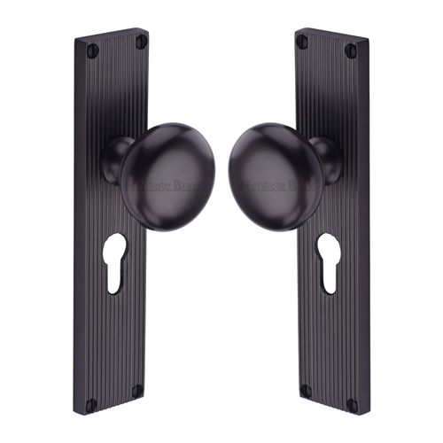 Victoria Reeded Mortice Knob on Plate