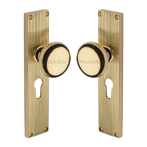 Victoria Reeded Mortice Knob on Plate