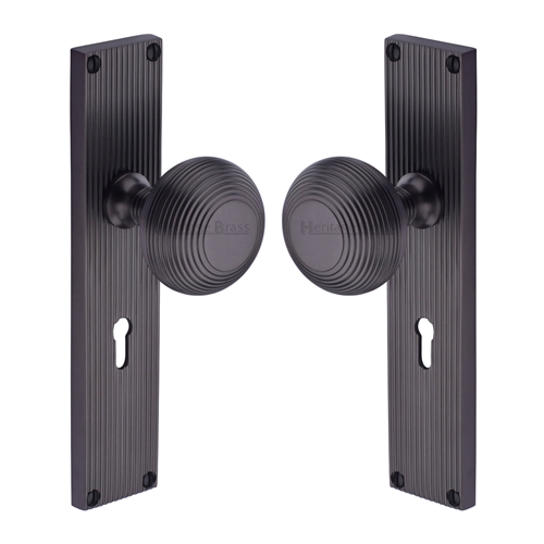 Beehive Reeded Mortice Knob on Plate 