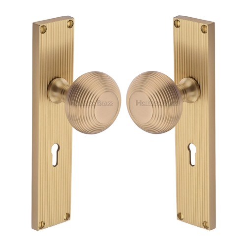 Beehive Reeded Mortice Knob on Plate 