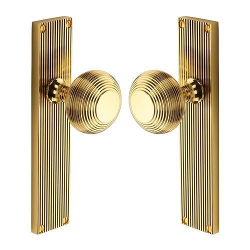Beehive Reeded Mortice Knob on Plate 