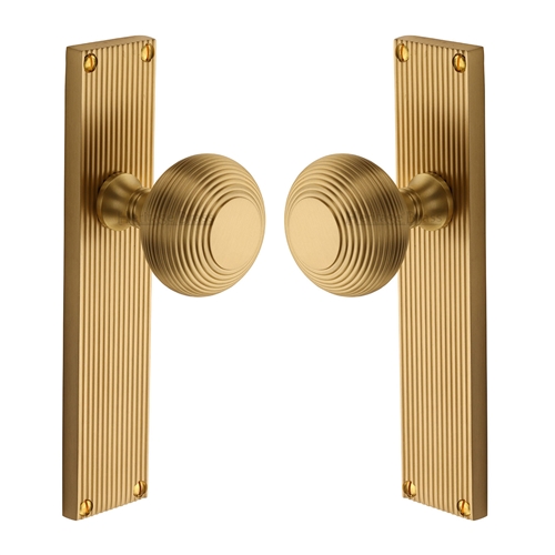 Beehive Reeded Mortice Knob on Plate 