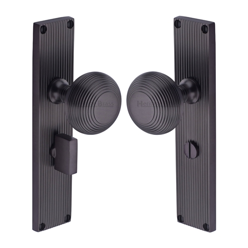 Beehive Reeded Mortice Knob on Plate 