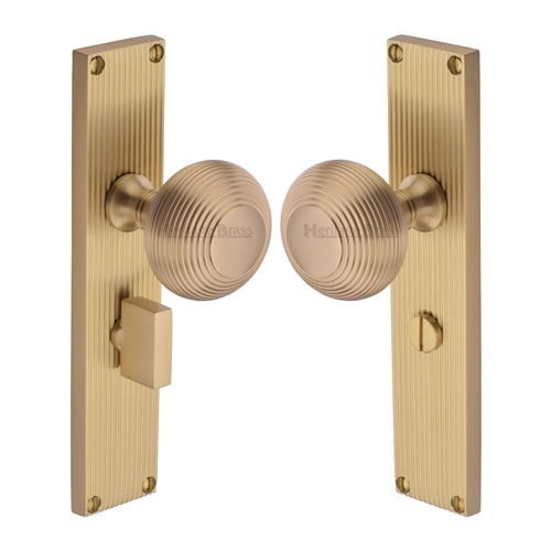 Beehive Reeded Mortice Knob on Plate 