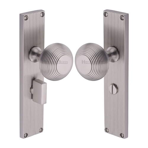 Beehive Reeded Mortice Knob on Plate 