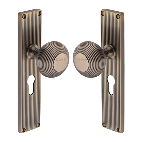 Beehive Reeded Mortice Knob on Plate 