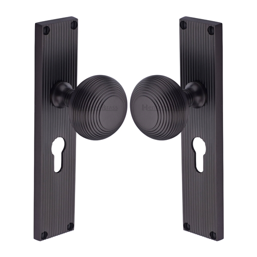 Beehive Reeded Mortice Knob on Plate 