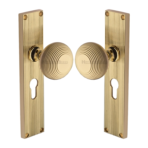 Beehive Reeded Mortice Knob on Plate 