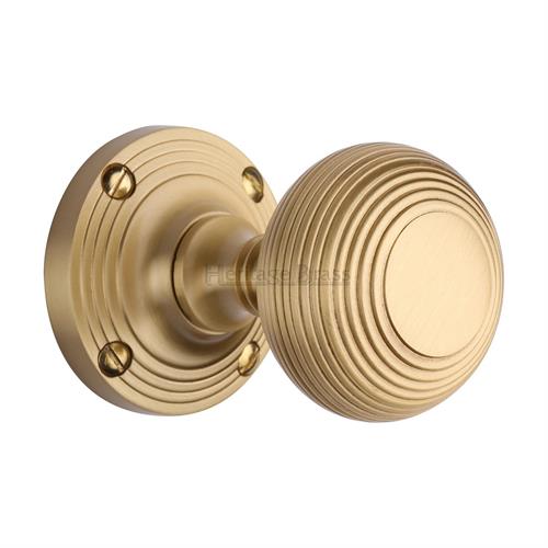 Reeded Mortice Door Knob on Rose
