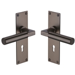 Bauhaus Door Handle on Plate in Matt Bronze