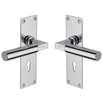 Bauhaus Door Handle on Plate in Polished Chrome