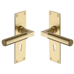 Bauhaus Door Handle on Plate in Satin Brass