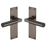 Bauhaus Door Handle on Plate in Matt Bronze
