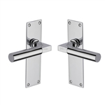 Bauhaus Door Handle on Plate in Polished Chrome