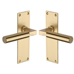 Bauhaus Door Handle on Plate in Satin Brass