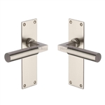 Bauhaus Door Handle on Plate in Satin Nickel