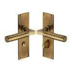 Bauhaus Door Handle on Plate in Antique Brass
