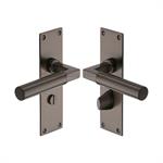 Bauhaus Door Handle on Plate in Matt Bronze