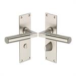 Bauhaus Door Handle on Plate in Satin Nickel