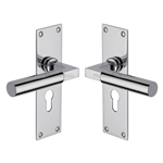 Bauhaus Door Handle on Plate in Polished Chrome