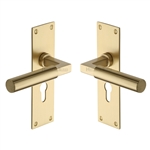 Bauhaus Door Handle on Plate in Satin Brass