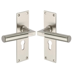 Bauhaus Door Handle on Plate in Satin Nickel