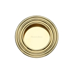 Round Reeded Flush Pull  in Polished Brass