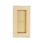 Reeded Rectangular Flush Pull  in Satin Brass
