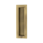 Reeded Rectangular Flush Pull  in Antique Brass