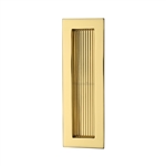 Reeded Rectangular Flush Pull  in Polished Brass