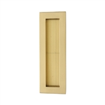 Reeded Rectangular Flush Pull  in Satin Brass