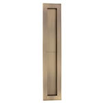 Reeded Rectangular Flush Pull  in Antique Brass