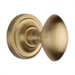 Chelsea Door Knob on Rose in Satin Brass