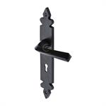 Black Iron Ironbridge Door Handle on Plate in Matt   Black
