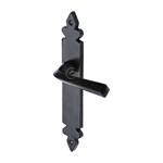 Black Iron Ironbridge Door Handle on Plate in Matt   Black