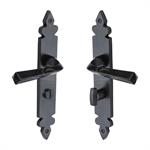 Black Iron Ironbridge Door Handle on Plate in Matt   Black
