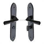 Black Iron Grafton Door Handle on Plate in Matt   Black