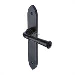 Black Iron Hadley Door Handle on Plate in Matt   Black