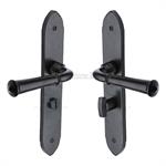 Black Iron Hadley Door Handle on Plate in Matt   Black
