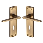 Kendal Door Handle on Plate in Antique Brass