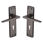 Kendal Door Handle on Plate in Matt Bronze