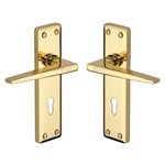 Kendal Door Handle on Plate in Polished Brass