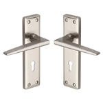 Kendal Door Handle on Plate in Satin Nickel
