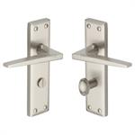 Kendal Door Handle on Plate in Satin Nickel