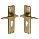 Kendal Door Handle on Plate in Antique Brass